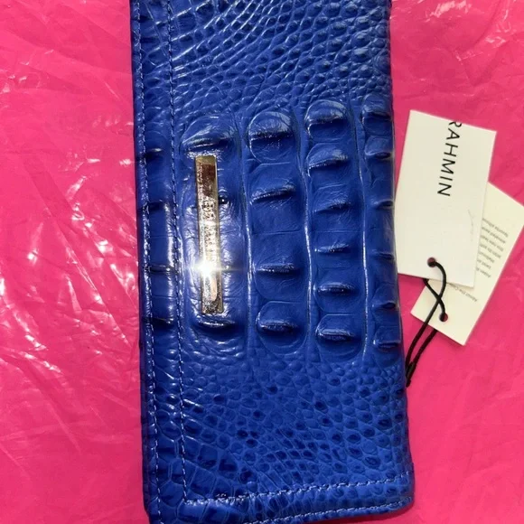 Brahmin Vibrant Blue Croc Embossed Clutch - Picture 3 of 6